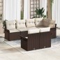vidaXL Set giardino 7 pezzi con cuscini in polirattan marrone
