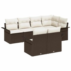 vidaXL Set giardino 7 pezzi con cuscini in polirattan marrone