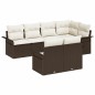 vidaXL Set giardino 7 pezzi con cuscini in polirattan marrone