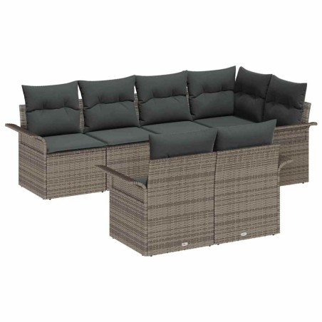 vidaXL Set giardino 7 pezzi con cuscini - Rattan grigio