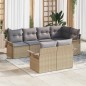 vidaXL Set di divani da giardino con 7 pezzi e cuscini in rattan sintetico beige