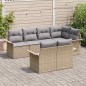 vidaXL Set di divani da giardino con 7 pezzi e cuscini in rattan sintetico beige