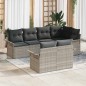 vidaXL Set da giardino di 7 pezzi con cuscini - Grigio chiaro, rattan sintetico