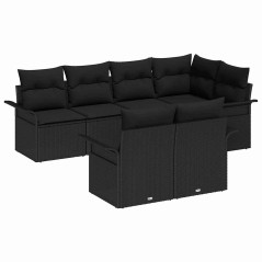 vidaXL Set Giardino 7 Pezzi con Cuscini - Rattan Nero