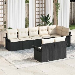 vidaXL Set giardino 8 pezzi con cuscini in rattan nero