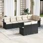 vidaXL Set giardino 8 pezzi con cuscini in rattan nero