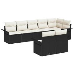 vidaXL Set giardino 8 pezzi con cuscini in rattan nero
