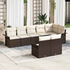 vidaXL Set divano da giardino da 8 pezzi con cuscini marroni in rattan sintetico