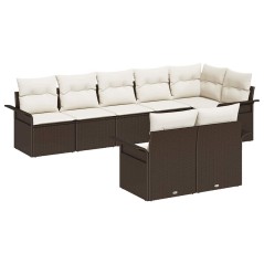 vidaXL Set divano da giardino da 8 pezzi con cuscini marroni in rattan sintetico