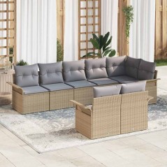vidaXL Set da Giardino 8 Pezzi con Cuscini Beige in Rattan