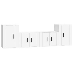 Set di Mobili Porta TV 4 pz Bianco in Legno Multistrato