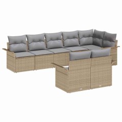 vidaXL Set da Giardino 8 Pezzi con Cuscini Beige in Rattan
