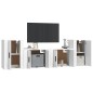 Set di Mobili Porta TV 4 pz Bianco in Legno Multistrato Set di Mobili Porta TV 4 pz Bianco in Legno Multistrato