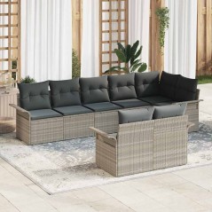 vidaXL Set da giardino 8 pezzi con cuscini grigio chiaro in rattan sintetico