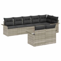 vidaXL Set da giardino 8 pezzi con cuscini grigio chiaro in rattan sintetico