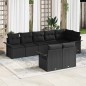 vidaXL Set di Divani da Giardino in 8 Pezzi con Cuscini Neri in Rattan