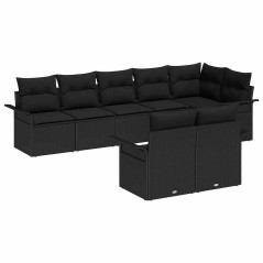 vidaXL Set di Divani da Giardino in 8 Pezzi con Cuscini Neri in Rattan