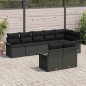 vidaXL Set di Divani da Giardino in 8 Pezzi con Cuscini Neri in Rattan