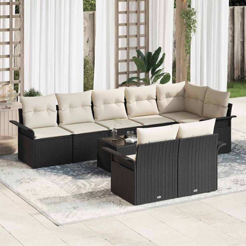 vidaXL Set da Giardino 8 Pezzi con Cuscini in Rattan Marrone