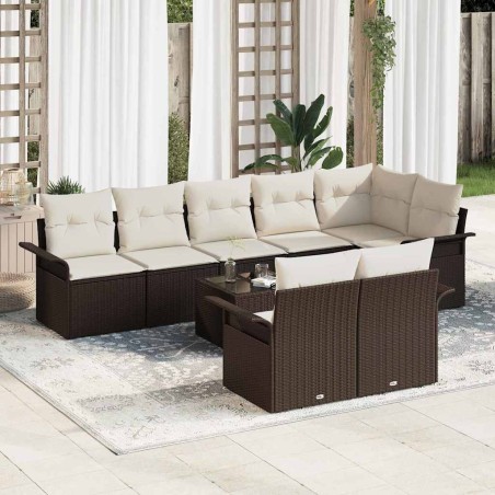 vidaXL Set di Divani da Giardino 8 Pezzi con Cuscini Grigio in Rattan Sintetico