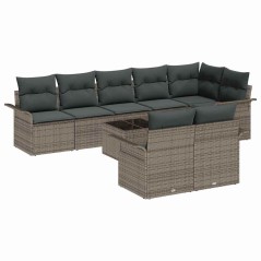 vidaXL Set da Giardino 8 Pezzi con Cuscini Neri in Rattan Sintetico