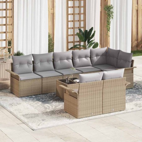 vidaXL Set Divano da Giardino 9 Pezzi con Cuscini in Rattan Nero