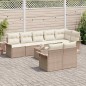vidaXL Set di Divano da Giardino 9 Pezzi con Cuscini Marrone in Rattan