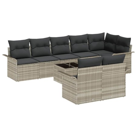 vidaXL Set di divani da giardino 9 pezzi con cuscini in rattan sintetico grigio
