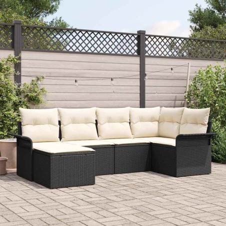 vidaXL Set di divani da giardino 6 pezzi con cuscini neri in rattan sintetico.
