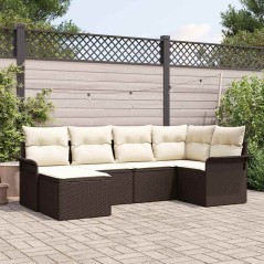 vidaXL Set Giardino con Sofà a 6 Pezzi e Cuscini in Rattan Sintetico Marrone