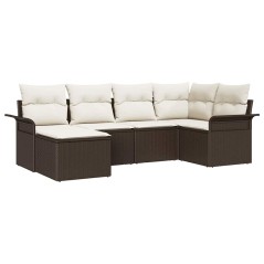 vidaXL Set Giardino con Sofà a 6 Pezzi e Cuscini in Rattan Sintetico Marrone