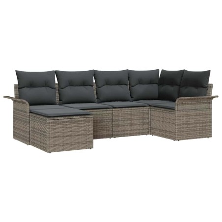 vidaXL Set di divani da giardino a 6 pezzi con cuscini grigi in rattan sintetico