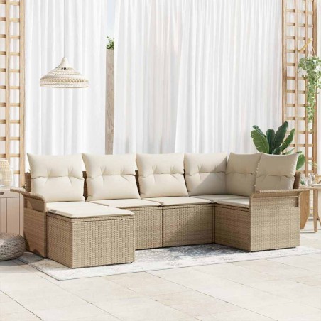 vidaXL Set Divani da Giardino 6 Pezzi con Cuscini Beige in Polirattan
