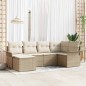 vidaXL Set Divani da Giardino 6 Pezzi con Cuscini Beige in Polirattan vidaXL Set Divani da Giardino 6 Pezzi con Cuscini Beige in Polirattan