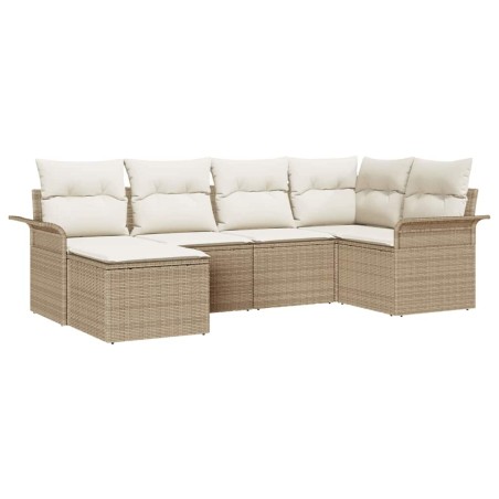 vidaXL Set Divani da Giardino 6 Pezzi con Cuscini Beige in Polirattan
