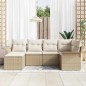 vidaXL Set Divani da Giardino 6 Pezzi con Cuscini Beige in Polirattan vidaXL Set Divani da Giardino 6 Pezzi con Cuscini Beige in Polirattan