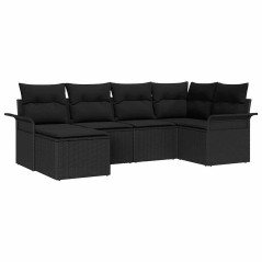 vidaXL Set di divani da giardino 6 pezzi con cuscini neri in rattan sintetico