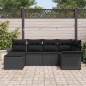 vidaXL Set di divani da giardino 6 pezzi con cuscini neri in rattan sintetico vidaXL Set di divani da giardino 6 pezzi con cuscini neri in rattan sintetico