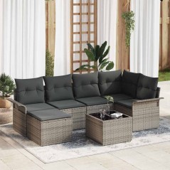 vidaXL Set Giardino da 6 Pezzi con Cuscini Neri in Poly Rattan
