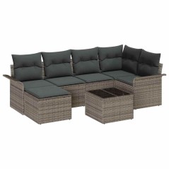vidaXL Set Giardino da 6 Pezzi con Cuscini Neri in Poly Rattan