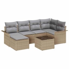 vidaXL Set di divani da giardino 7 pezzi con cuscini neri in rattan sintetico.
