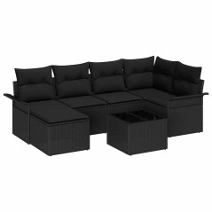 vidaXL Set divano da giardino 7 pezzi con cuscini in rattan beige