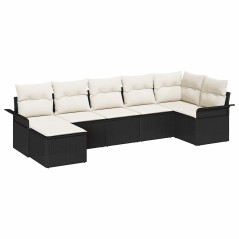 vidaXL Set Giardino 7 Pezzi con Cuscini Neri in Polyrattan