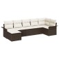 vidaXL Set di divano da giardino , 7 pezzi con cuscini marroni in polyrattan.