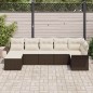 vidaXL Set di divano da giardino , 7 pezzi con cuscini marroni in polyrattan.