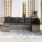 vidaXL Set divano da giardino 7 pezzi con cuscini in grigio e rattan sintetico