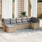 vidaXL Set Giardino 7 Pezzi con Cuscini in Polirattan Beige