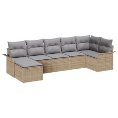 vidaXL Set Giardino 7 Pezzi con Cuscini in Polirattan Beige