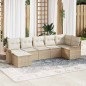 vidaXL Set divano da giardino 7 pezzi con cuscini beige in rattan effetto polipropilene