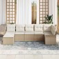 vidaXL Set divano da giardino 7 pezzi con cuscini beige in rattan effetto polipropilene